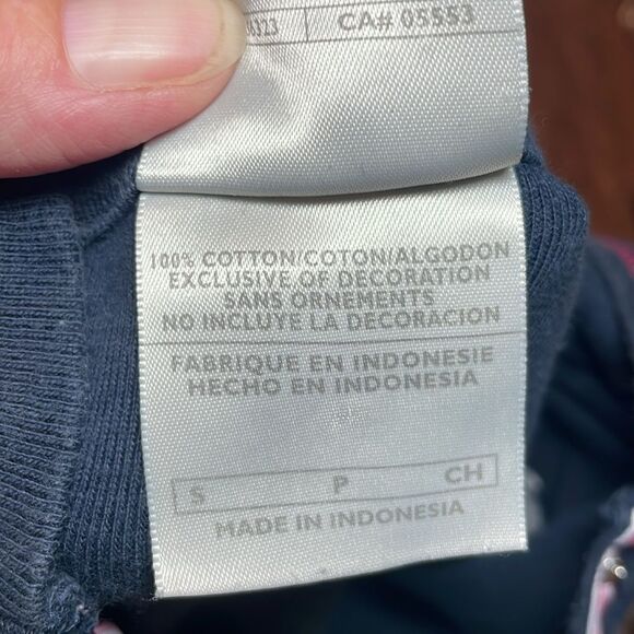 Y2K Nike Sports Shirt, lightweight hoodie, Navy, Pink, fitted, snap front, Small - Picture 5 of 6